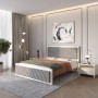 Односпальная деревянная кровать Mebigrand Барселона Б6 Айвори (S0505Y30R)/Аляска 93 (Серый) 80х190 см (MBG-14448)