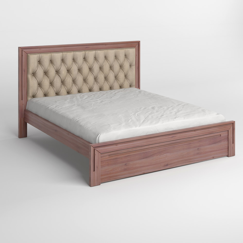 Двуспальная деревянная кровать Mebigrand Торонто Т3 Орех лесной/Аляска 23 (бежевый) 160х190 см (MBG-7760)