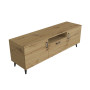 Тумба Лэстер на конусных ножках Ferrum-decor 48x139x38 Черный металл ДСП Дуб Артизан 16 мм (FRD-106808)