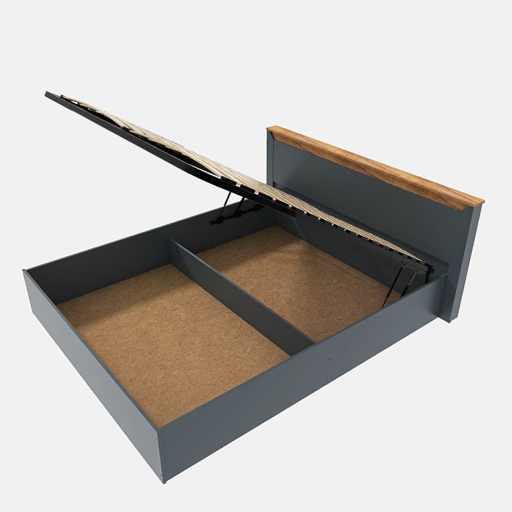 Кровать двуспальная Эверест Нордик-1400 (подъемный механизм) 140х200 см Графит + Дуб крафт золотой (DTM-5554)
