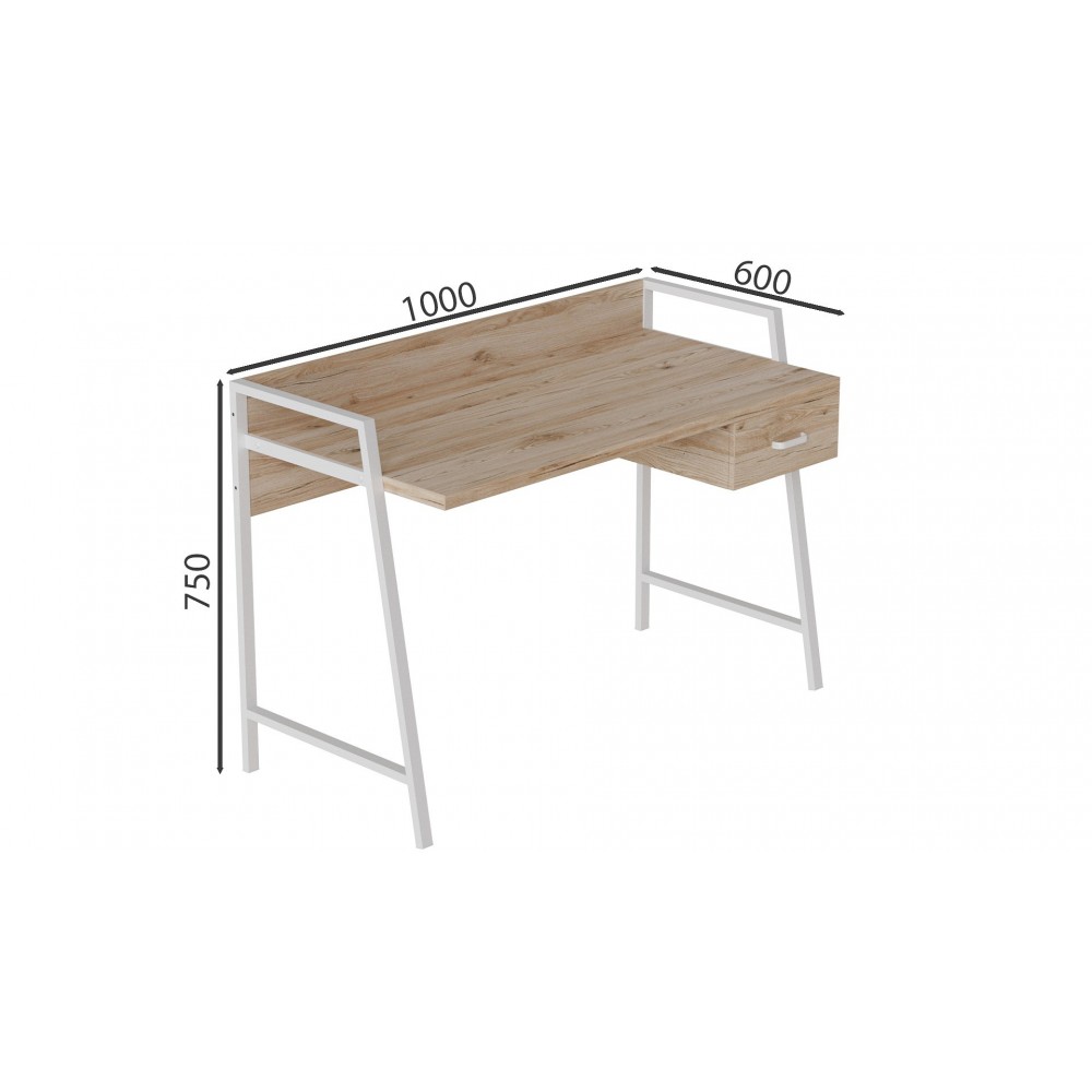 Письменный стол Ferrum-decor Комфорт 750x1000x600 Белый металл ДСП Дуб Сан-Марино 32 мм (FRD-103437)