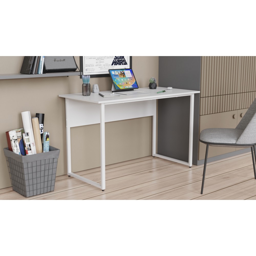 Письменный стол с ящиками Ferrum-decor Оскар 750x1400x600 металл Белый ДСП Бетон 16 мм (FRD-103247)