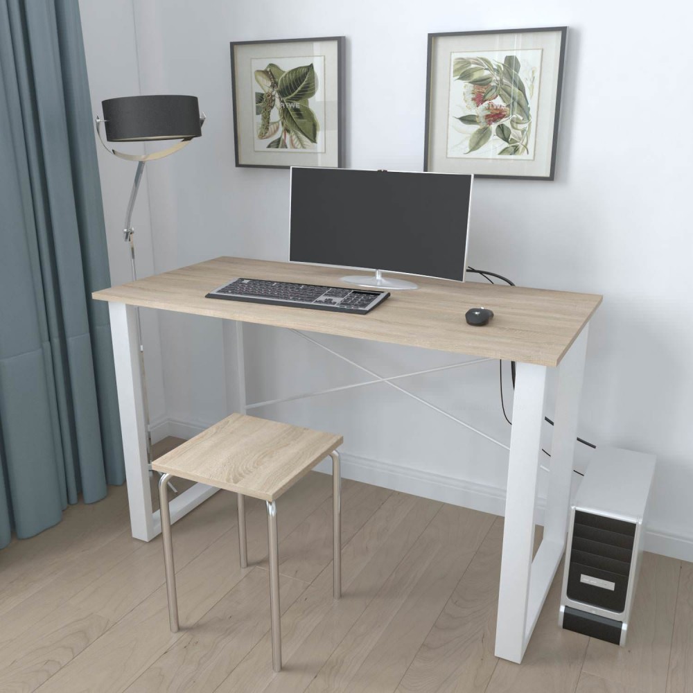Письменный стол Ferrum-decor Драйв 750x1000x700 Белый металл ДСП Дуб Сонома 16 мм (FRD-103167)