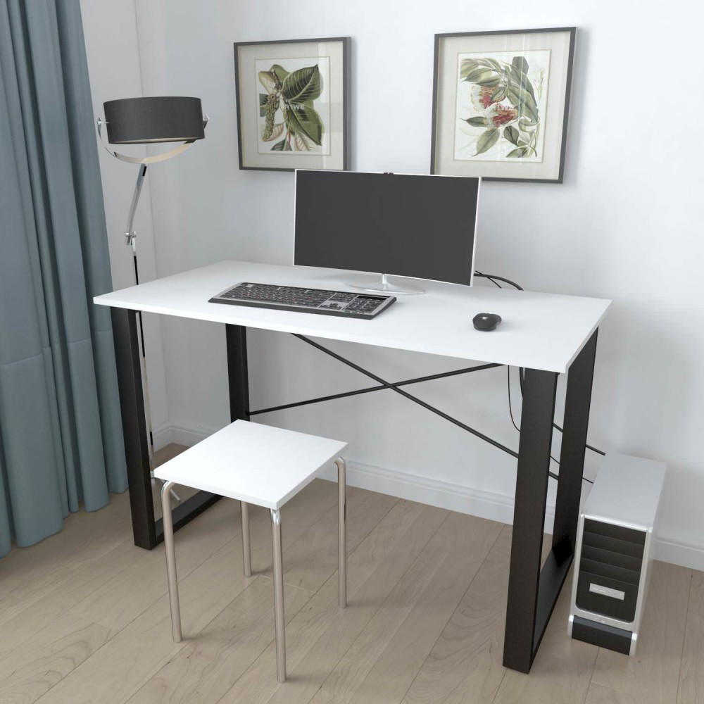 Письменный стол Ferrum-decor Драйв 750x1000x600 Черный металл ДСП Белое 16 мм (FRD-103087)
