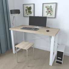 Письмовий стіл Ferrum-decor Драйв 750x1200x700 Білий метал ДСП Дуб Сонома 32 мм (FRD-103397)
