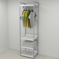 Шафа Гардероб Уні секція 3 серії Конект Ferrum-decor 220x60x50см Сірий метал ДСП Білий 32 мм (FRD-104527)