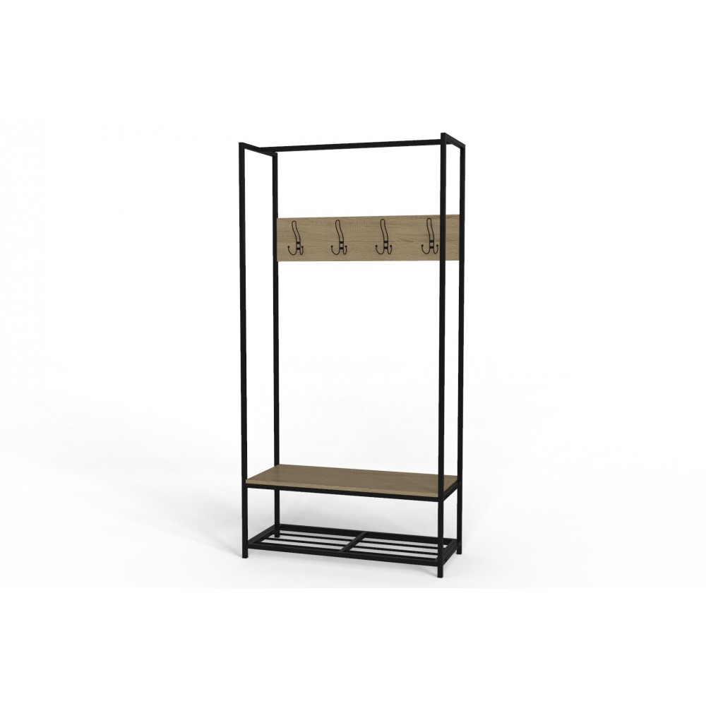 Вешалка напольная модульная Ferrum-decor Трелис 13 180x90x38 черный ДСП Дуб Сонома 16мм (FRD-104328)