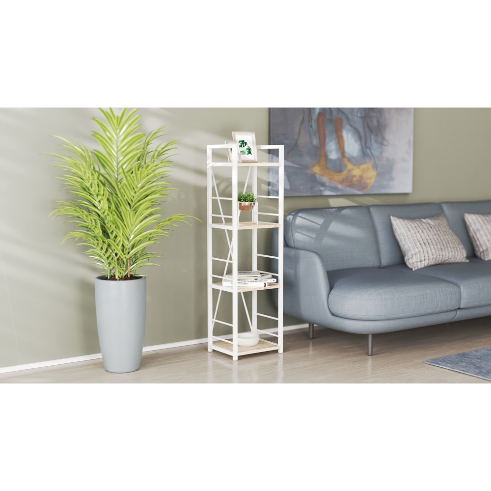 Етажерка 4/34 Ferrum-decor Серії Конект 120x34x28 білий ДСП Дуб Сан-Марино 16мм (FRD-104278)