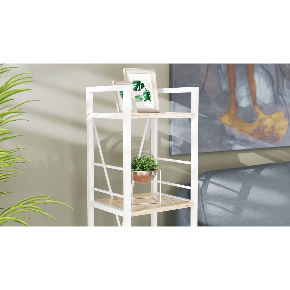 Етажерка 4/34 Ferrum-decor Серії Конект 120x34x28 білий ДСП Дуб Сан-Марино 16мм (FRD-104278)