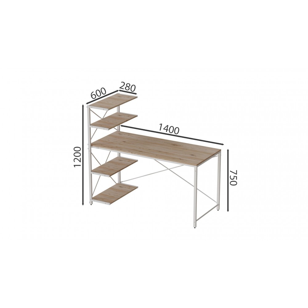 Компьютерный стол Ferrum-decor Джек 75x140x60 Белый ДСП ДСП Дуб Сан-Марино (FRD-104408)