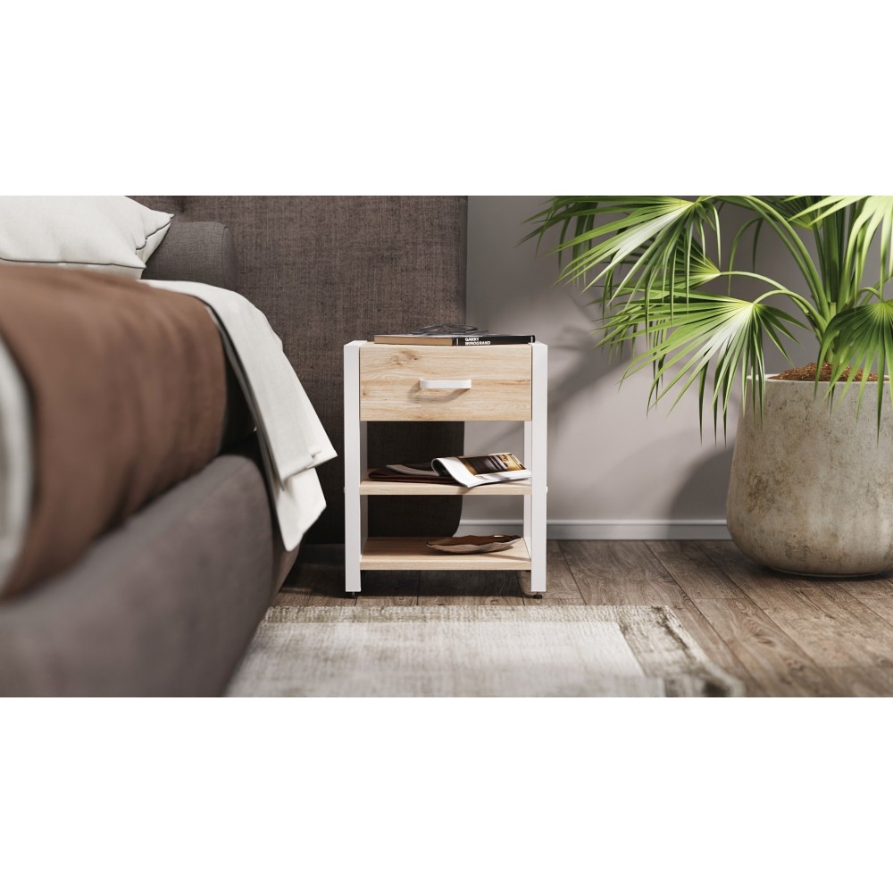 Тумба універсальна Ferrum-decor Вів'єн 1/2 50x41x40 білий ДСП Дуб Сан-Марино 16мм (FRD-104128)