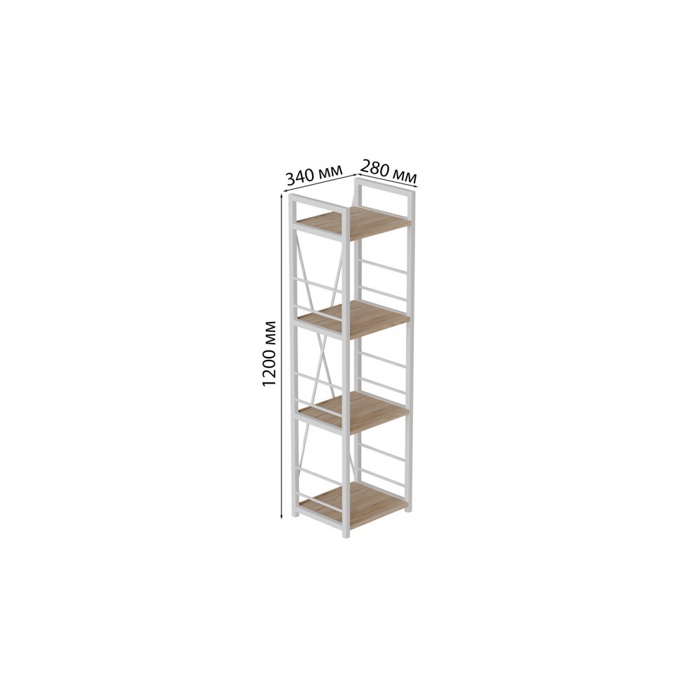 Етажерка 4/34 Ferrum-decor Серії Конект 120x34x28 білий ДСП Дуб Сан-Марино 16мм (FRD-104278)