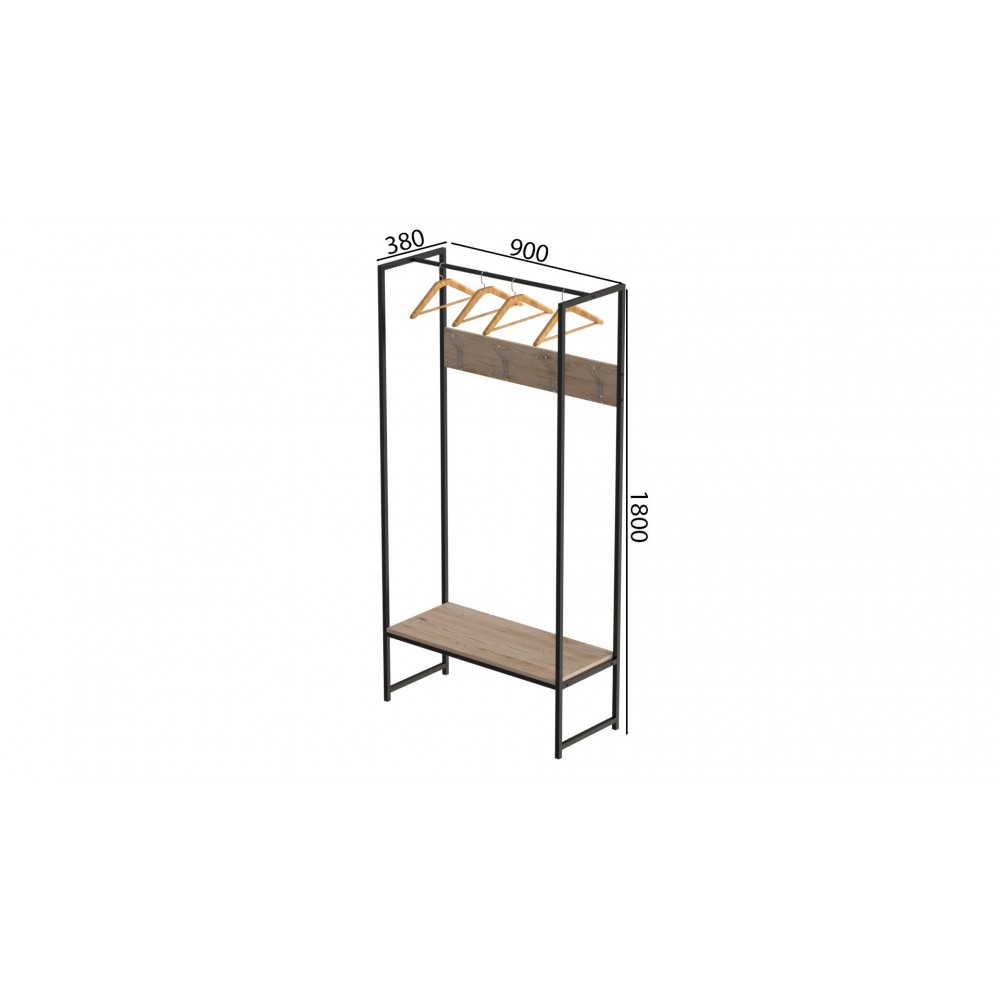 Вешалка напольная модульная Ferrum-decor Трелис 12 180x90x38 черный ДСП Дуб Сан-Марино 16мм (FRD-104308)