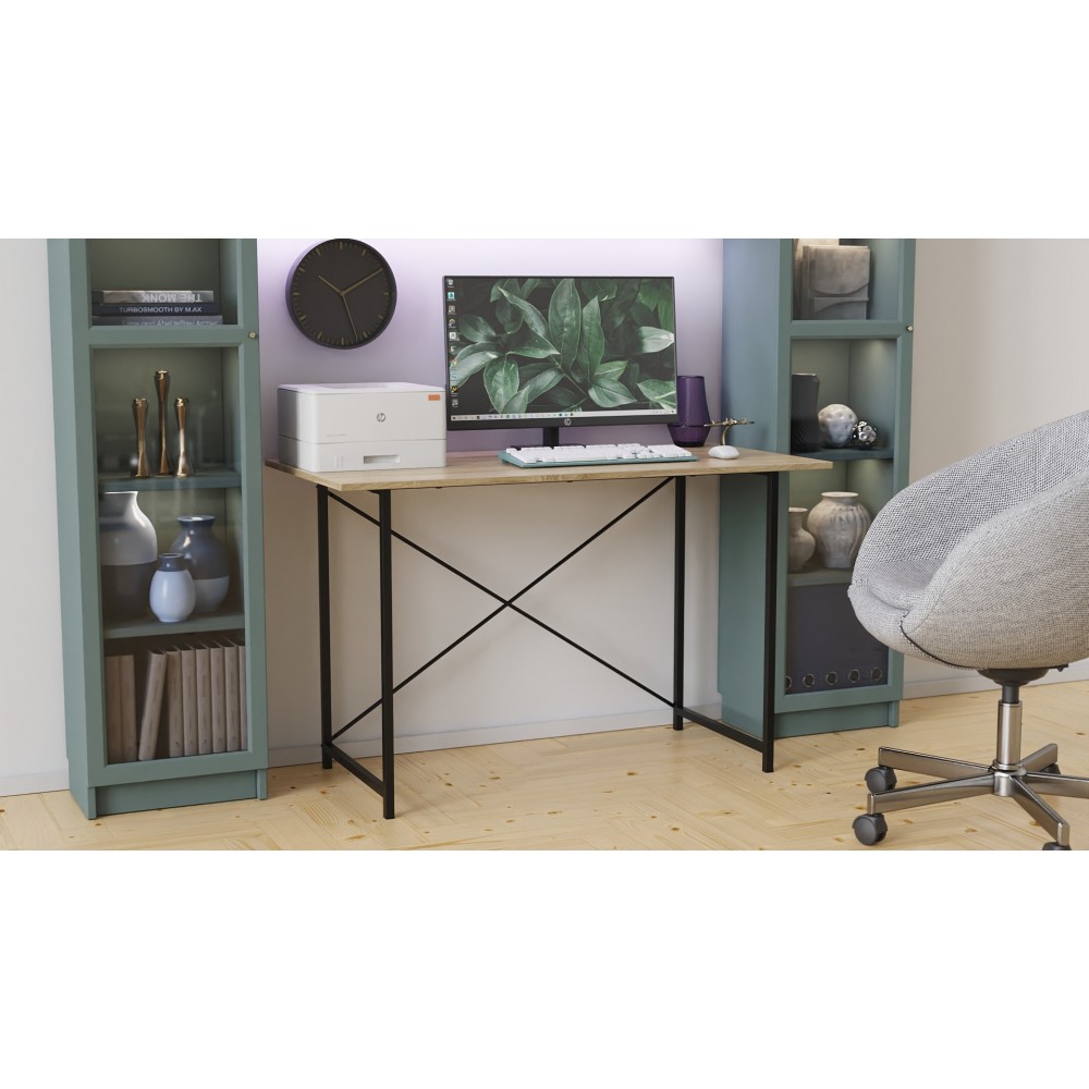 Стол письменный Line Лайт Ferrum-decor 750x1000x500 Черный металл ДСП Дуб Сонома 16 мм (FRD-104839)