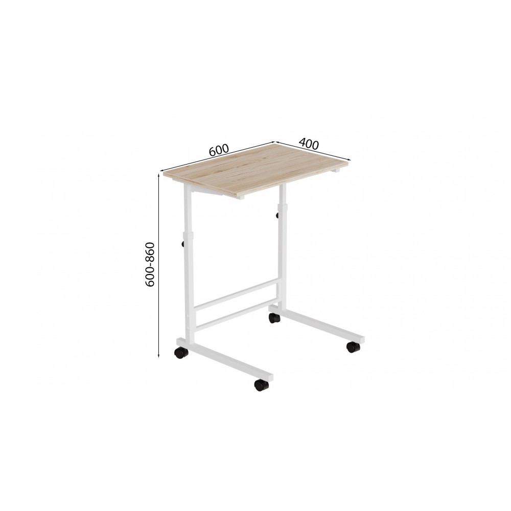 Стол приставной Ferrum-decor Амиго 62x60x40 металл Белый ДСП Дуб Сан-Марино 16мм (FRD-102534)