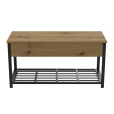 Банкетка з ящиком Ferrum-decor Дрейк 1 550x1000x400 метал Чорний ДСП Дуб Артизан 16 мм (FRD-103050)
