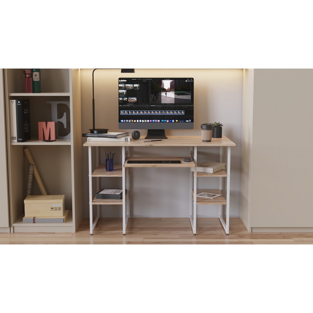 Компьютерный стол Ferrum-decor Тим 75x120x70 белый ДСП Дуб Сан-Марино 16мм (FRD-101374)