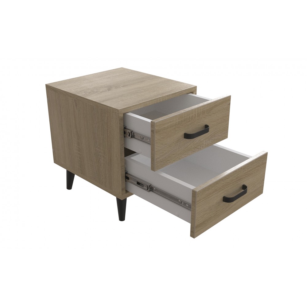 Тумба Віва 2 на конусних ніжках Ferrum-decor 41x35x40 Чорний метал ДСП Дуб Сонома 16 мм (FRD-106812)