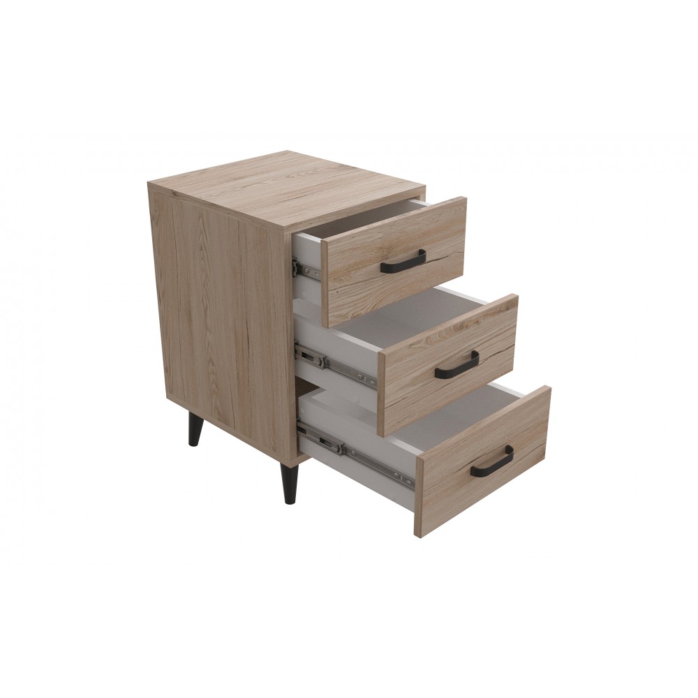 Тумба Віва 3 на конусних ніжках Ferrum-decor 56,5x35x40 Чорний метал ДСП Дуб Сан-Марино 16 мм (FRD-106822)