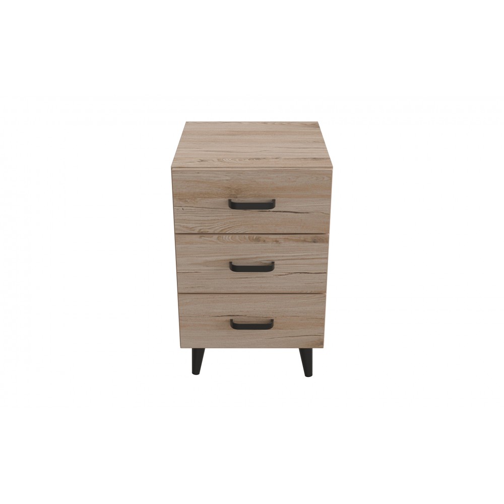 Тумба Віва 3 на конусних ніжках Ferrum-decor 56,5x35x40 Чорний метал ДСП Дуб Сан-Марино 16 мм (FRD-106822)