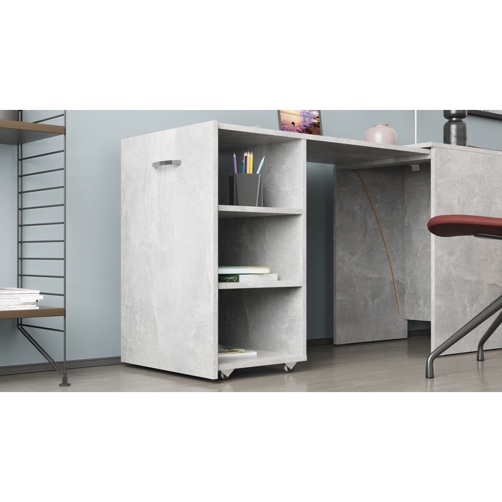 Стол-тумба трансформер Смарт 1/1 Ferrum-decor 750x1450x500 ДСП Бетон 16 мм (FRD-105073)