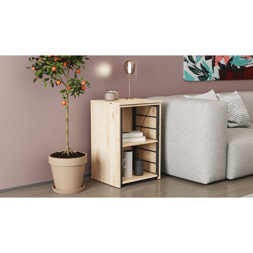Стол-тумба трансформер Смарт 2/2 Ferrum-decor 750x1450x600 Черный металл ДСП Дуб Сан-Марино 16 мм (FRD-105103)