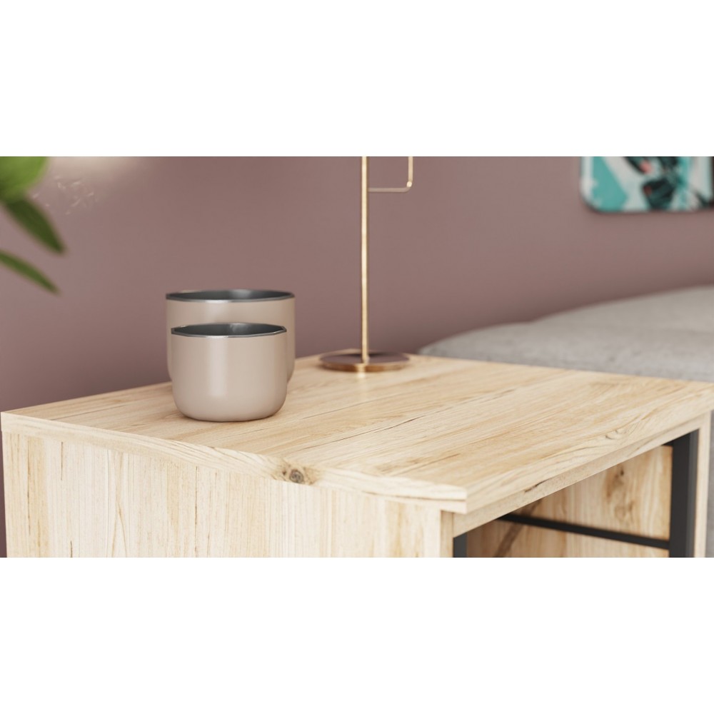 Стол-тумба трансформер Смарт 2/2 Ferrum-decor 750x1450x600 Черный металл ДСП Дуб Сан-Марино 16 мм (FRD-105103)