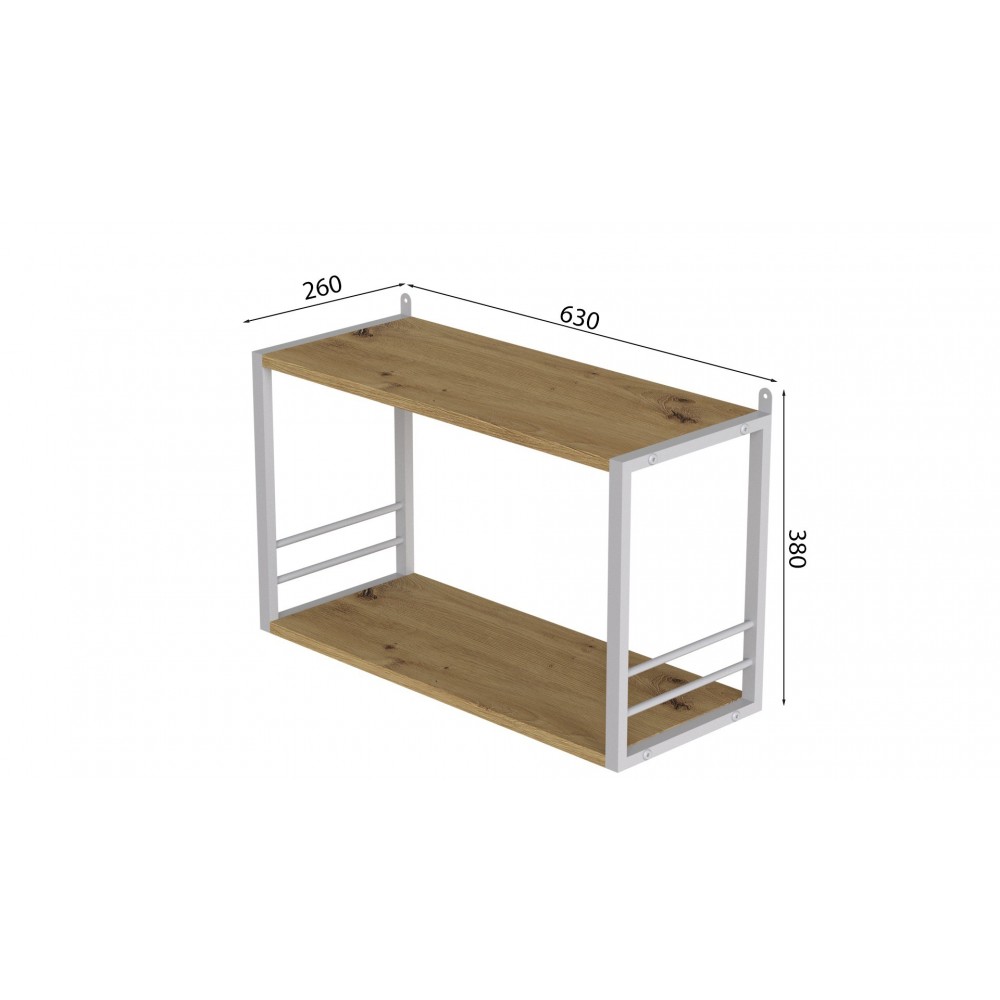 Книжная полка универсальная Ferrum-decor Стим 1 38x63x26 белый ДСП Дуб Артизан 16мм (FRD-104093)