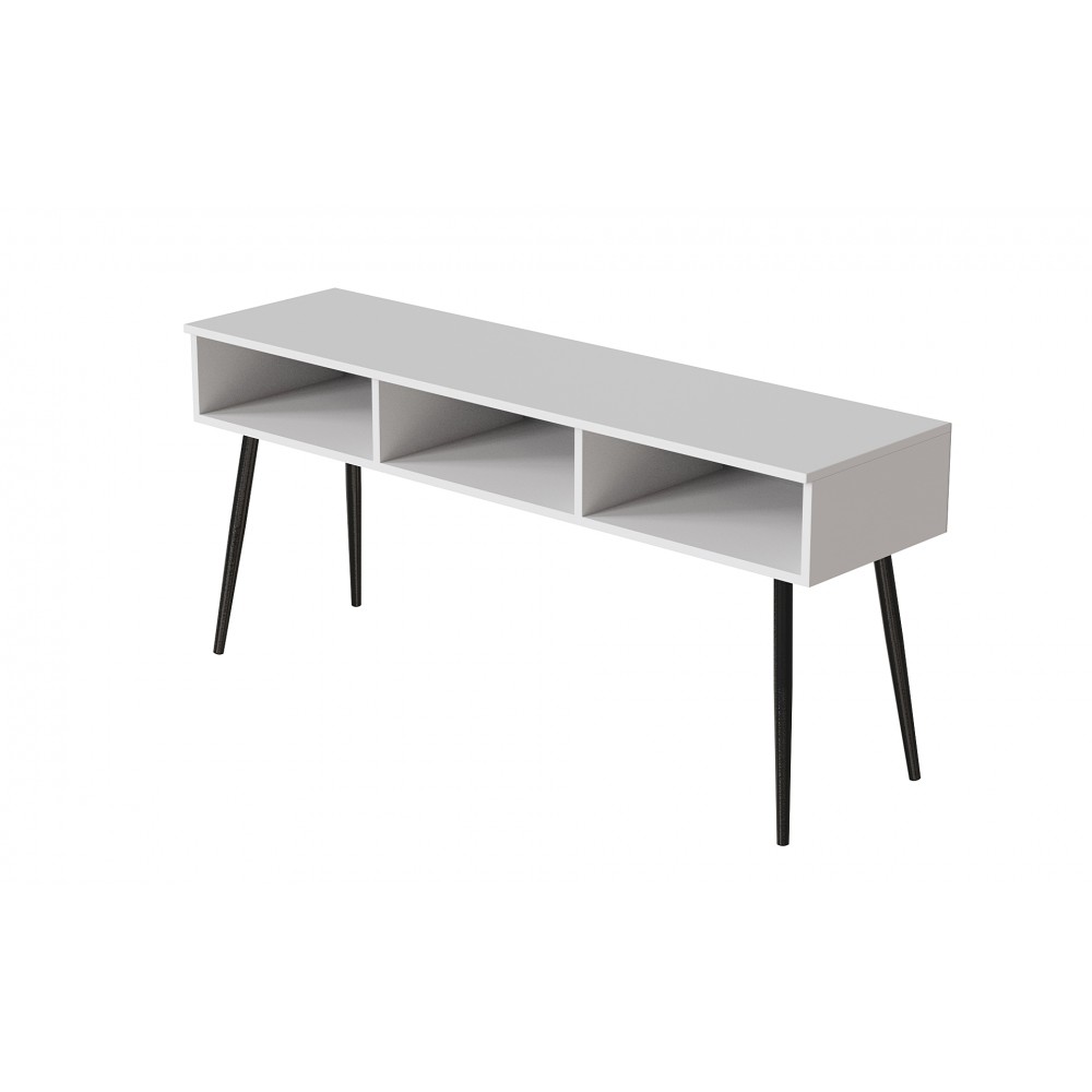 Тумба під телевізор Кентук Ferrum-decor 45x139x38 Чорний метал ДСП Білий 16 мм (FRD-106733)