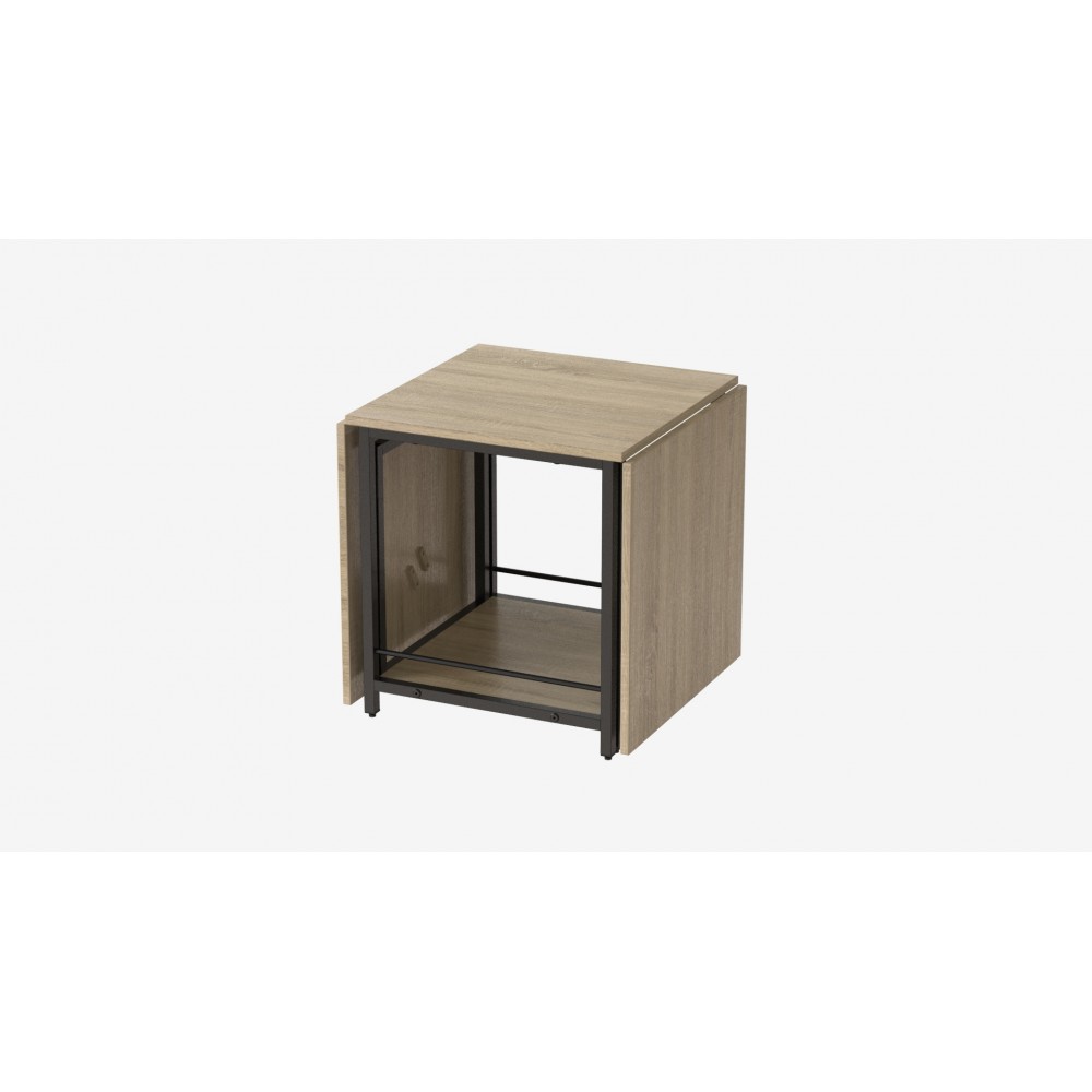 Стол журнальный трансформер Куб Комбо Ferrum-decor 540x532x500 Черный металл ДСП - Дуб Сонома 16 мм (FRD-105153)