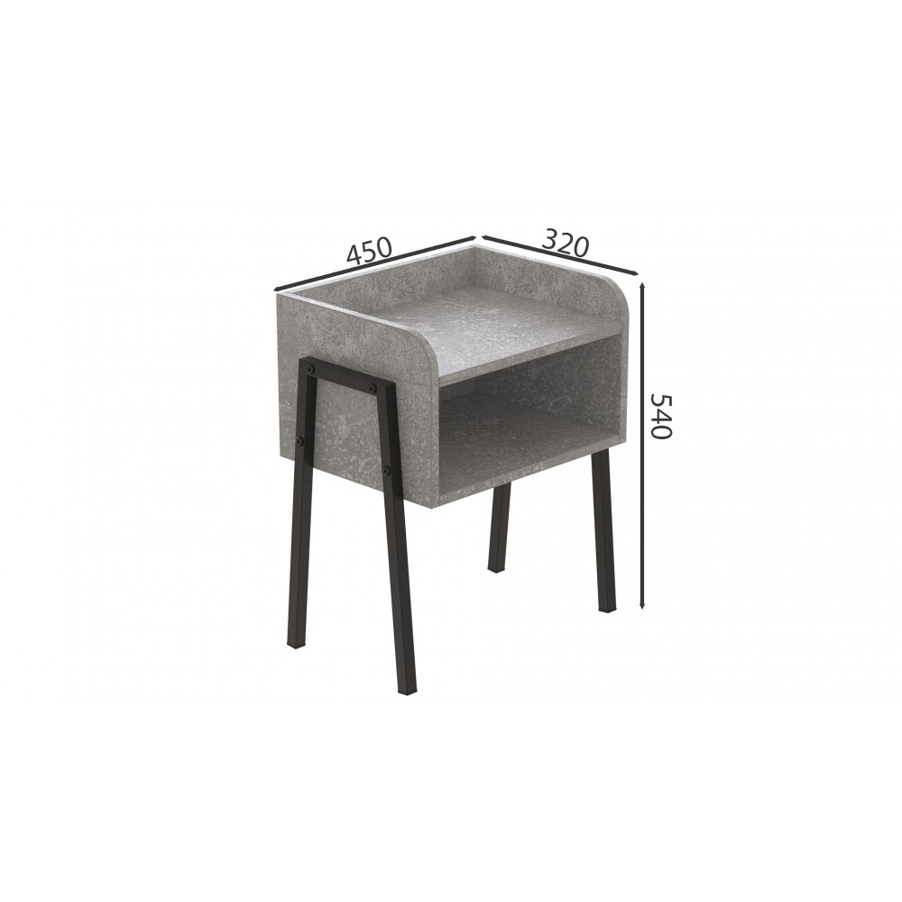 Тумба модульна Ferrum-decor Джузі 540x450x320 метал Чорний ДСП Бетон 16 мм (FRD-102974)