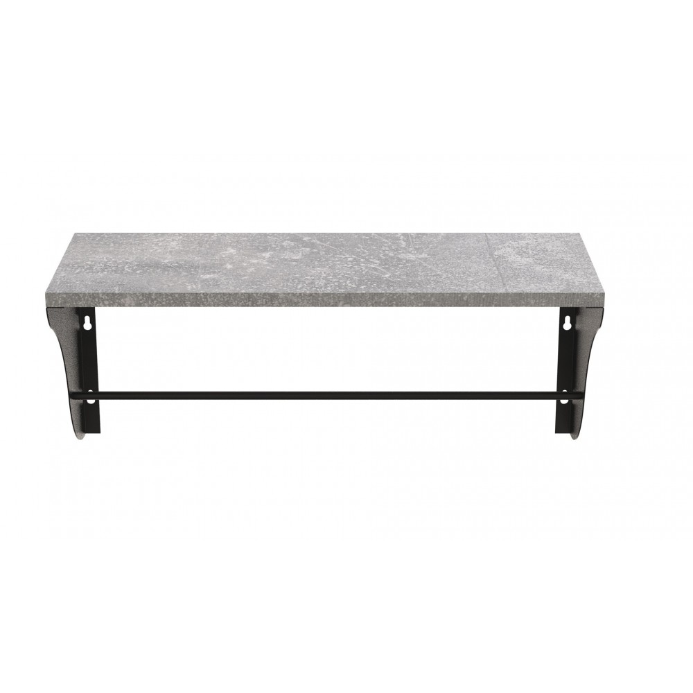 Полка настенная Ferrum-decor Комфи 260x700x240 металл Черный ДСП Бетон 16 мм (FRD-102764)
