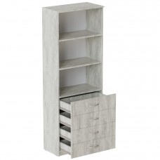 Шафа Анжело Ferrum-decor на 3 полиці з 4 ящики 1900x700x380 ДСП Бетон 16 мм (FRD-105024)
