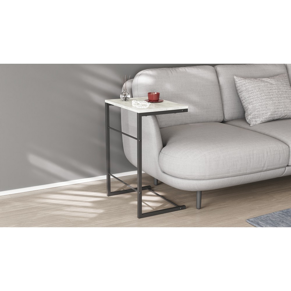 Столик приставний Террі Ferrum-decor 650x440x330 Чорний метал ДСП Бетон 16 мм (FRD-104654)