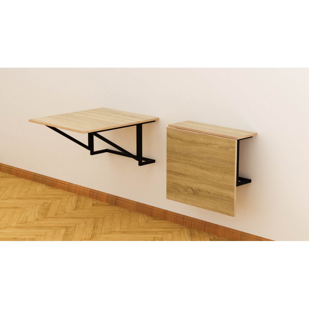 Стол раскладной Александр 4 Ferrum-decor 750x600x700 Черный металл ДСП Дуб Сонома 16 мм (FRD-104895)