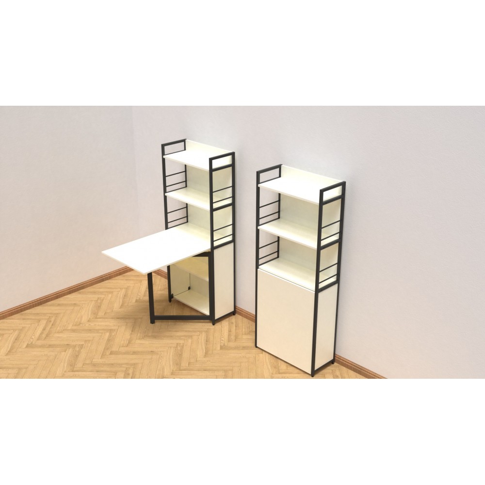 Стол книжка с этажеркой Практик 2 Ferrum-decor 1555x640x990 Черный металл ДСП Белое 16 мм (FRD-104625)