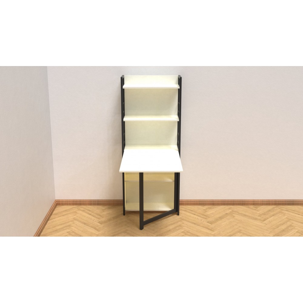 Стол книжка с этажеркой Практик 2 Ferrum-decor 1555x640x990 Черный металл ДСП Белое 16 мм (FRD-104625)