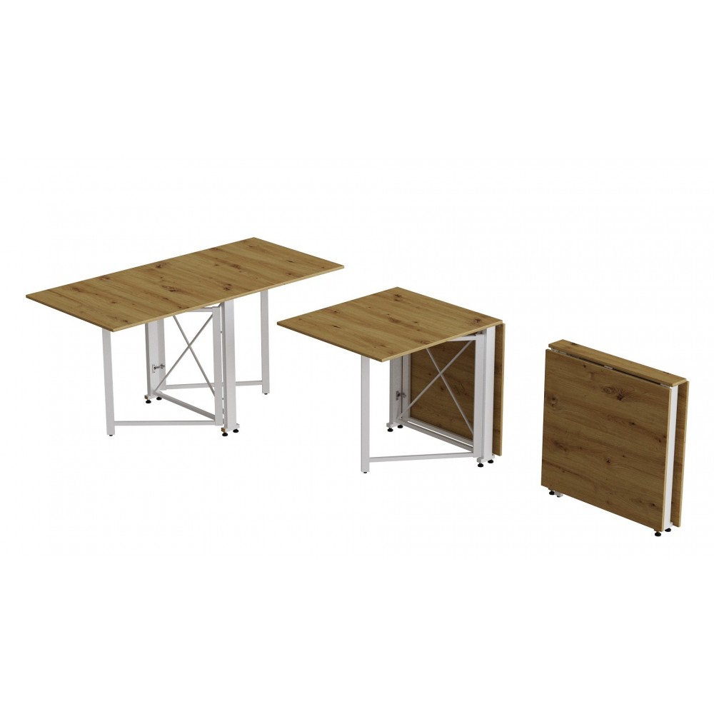Стол-книжка трансформер Орион 2 Ferrum-decor 750x1520x730 Белый металл ДСП Дуб Артизан 16 мм (FRD-104595)