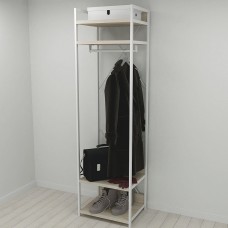 Шафа Гардероб Уні секція 2 серії Конект Ferrum-decor 220x60x50см Білий метал ДСП Дуб Сонома 32 мм (FRD-104545)