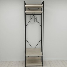 Шафа Гардероб Уні секція 2 серії Конект Ferrum-decor 220x60x50см Чорний метал ДСП Дуб Сонома 32 мм (FRD-104537)