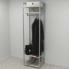 Шафа Гардероб Уні секція 2 серії Конект Ferrum-decor 220x60x50см Сірий метал ДСП Дуб Сонома 32 мм (FRD-104541)