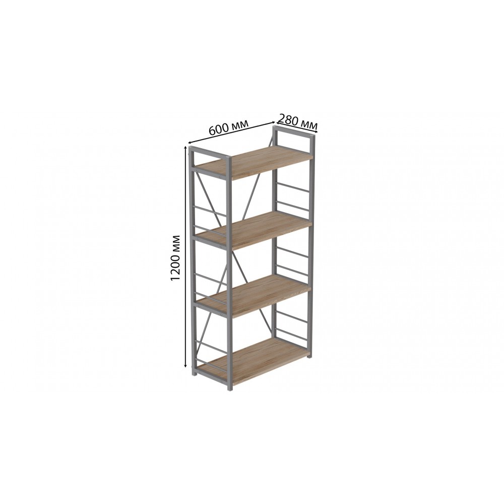 Етажерка 4/60 Ferrum-decor Серії Конект 120x60x28 сірий ДСП Дуб Сан-Марино 16мм (FRD-104249)