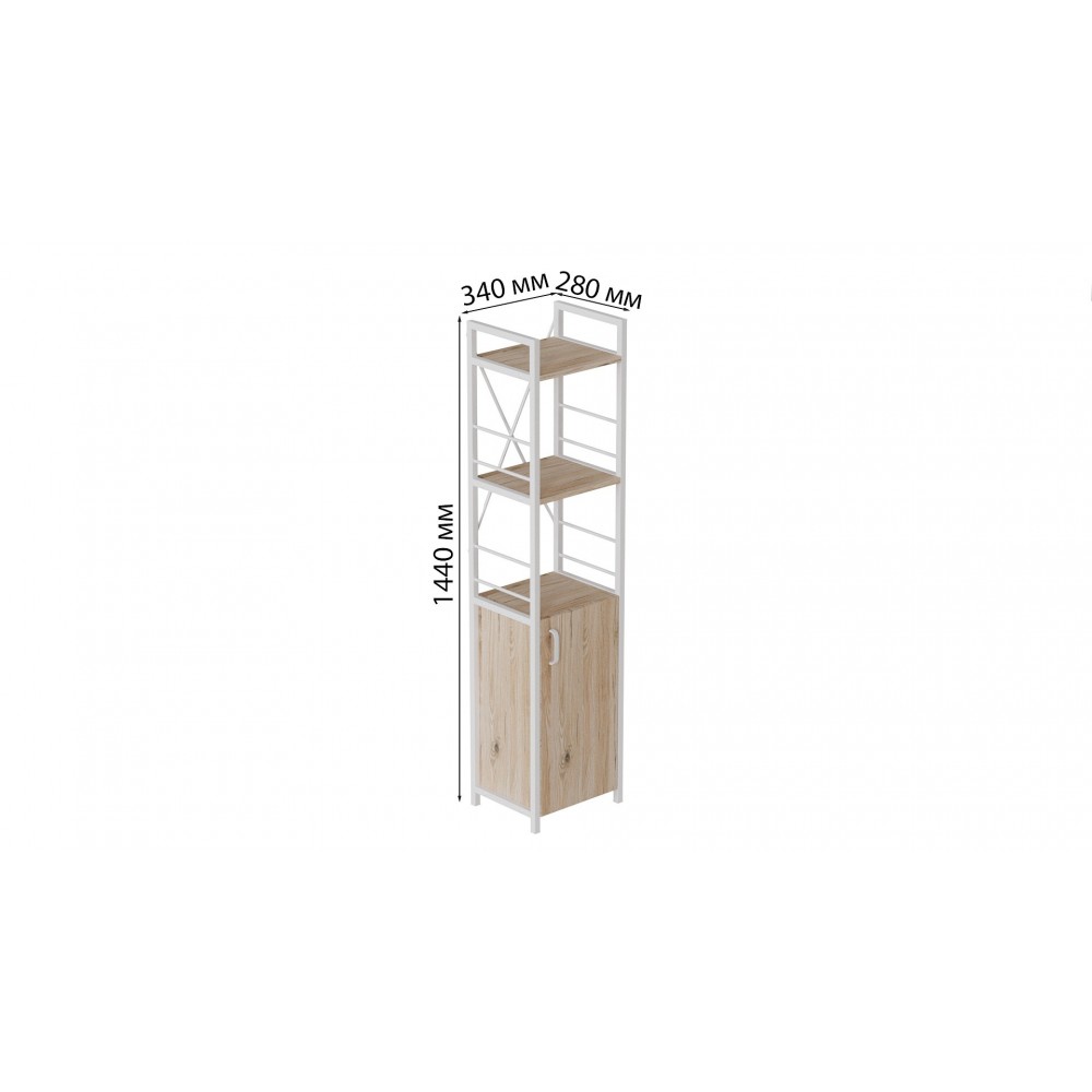 Этажерка 3/34 Ferrum-decor Серии Конект с тумбой 144x34x28 Белый ДСП Сан-Марино (FRD-104429)