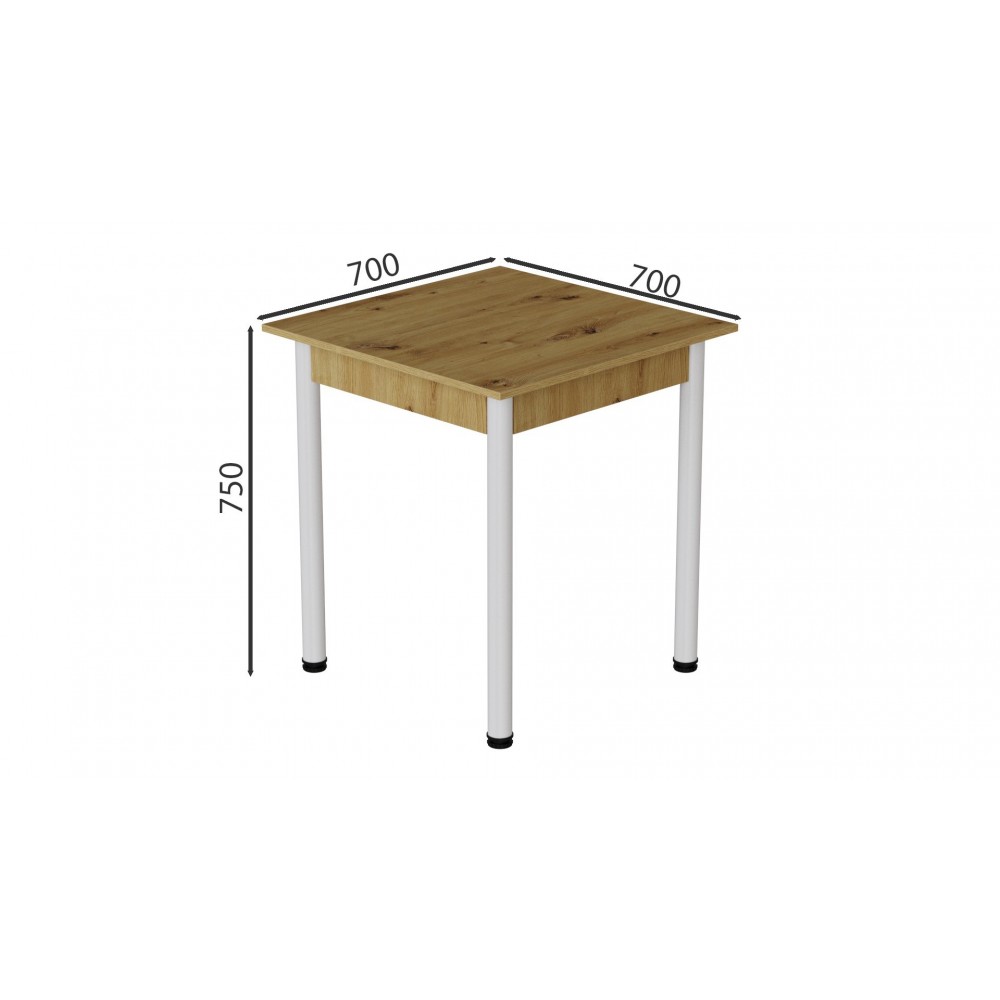 Стіл кухонний Ferrum-decor Агата 75x70x70 Білий ДСП Дуб Артизан 16мм (FRD-105669)