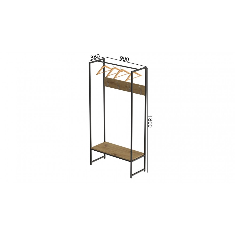 Вешалка напольная модульная Ferrum-decor Трелис 12 180x90x38 черный ДСП Дуб Артизан 16мм (FRD-104309)