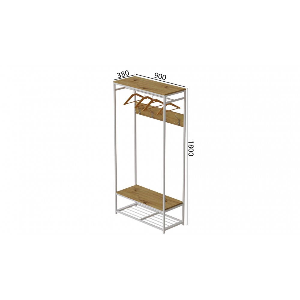 Вешалка напольная модульная Ferrum-decor Трелис 15 180x90x38 белый ДСП Дуб Артизан 16мм (FRD-104369)