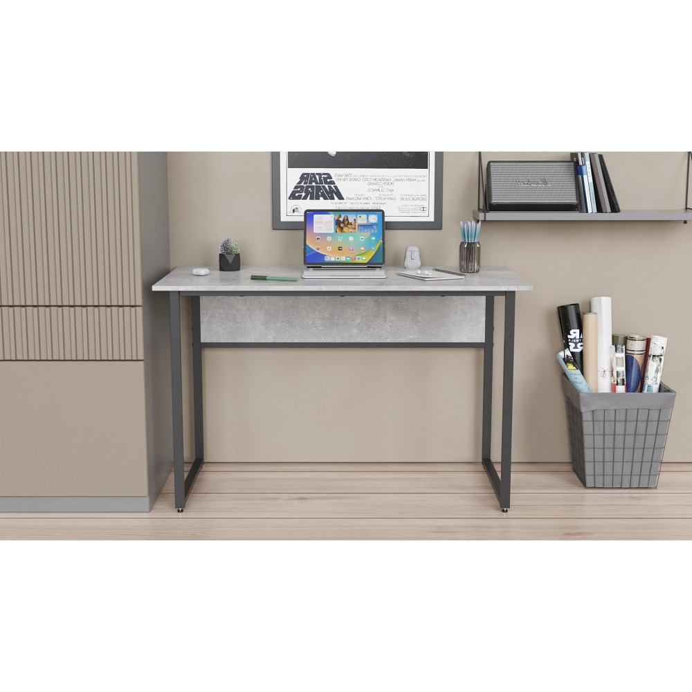 Стол письменный Коди Ferrum-decor 75x140x70 Черный металл ДСП Бетон 16 мм (FRD-106609)