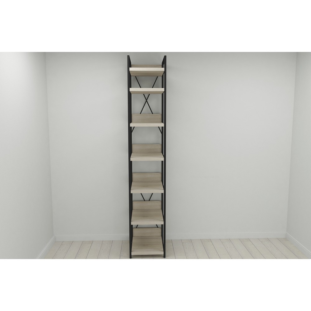 Шафа Гардероб Уні секція 4 серії Конект Ferrum-decor 220x40x50см Чорний метал ДСП Дуб Сонома 32 мм (FRD-104549)