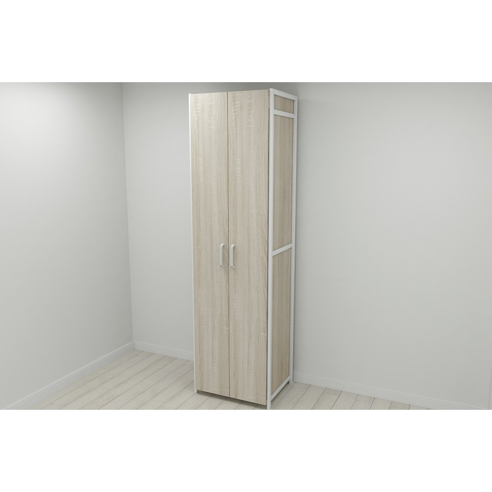 Шкаф Гардероб Уни секция 7 серии Конект Ferrum-decor 220x60x50см Белый металл ДСП Дуб Сонома 16 мм (FRD-104569)