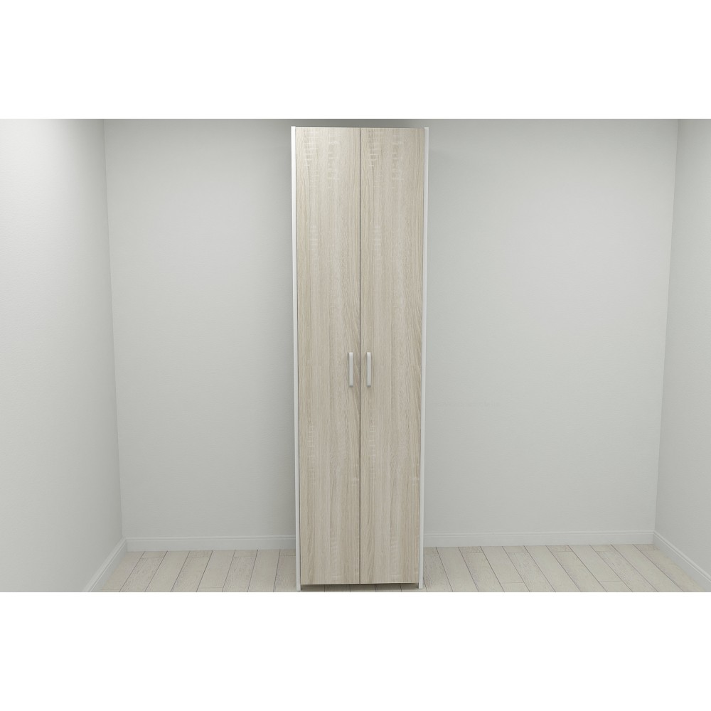 Шкаф Гардероб Уни секция 7 серии Конект Ferrum-decor 220x60x50см Белый металл ДСП Дуб Сонома 16 мм (FRD-104569)